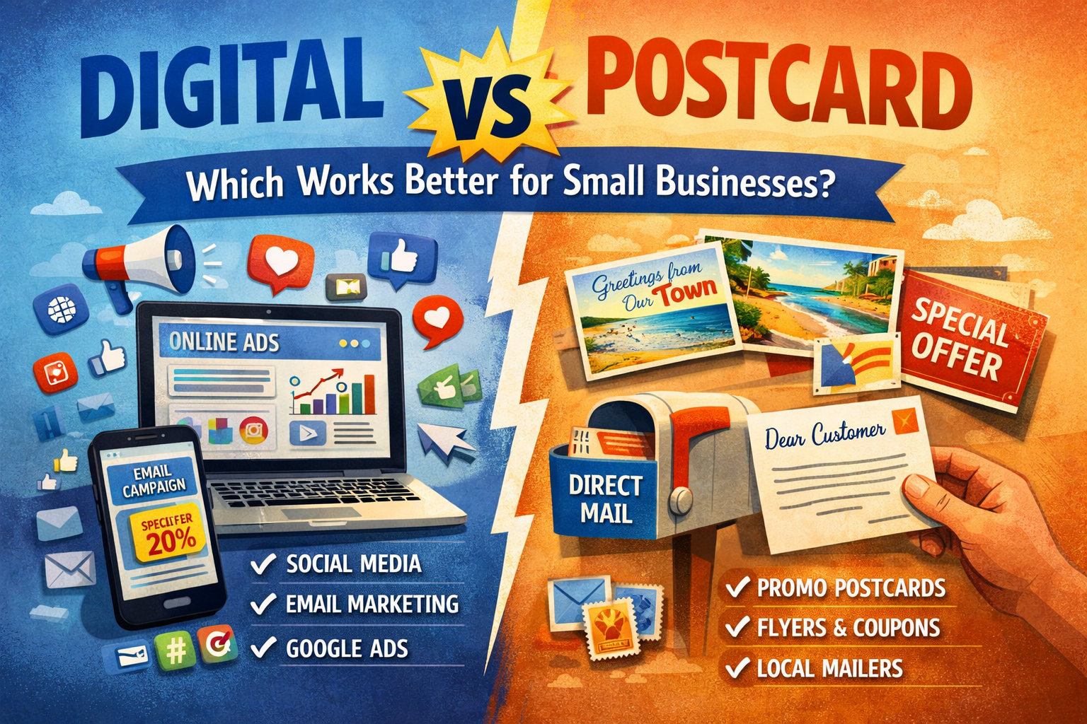 Digital vs Postcard Marketing – Which Works Better for Small Businesses?